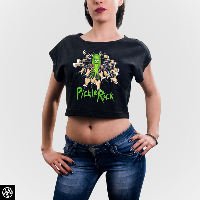 Pickle Rick Pistols crop top majica